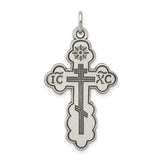 Solid Eastern Orthodox Cross Charm Pendant in Real 925 Sterling Silver