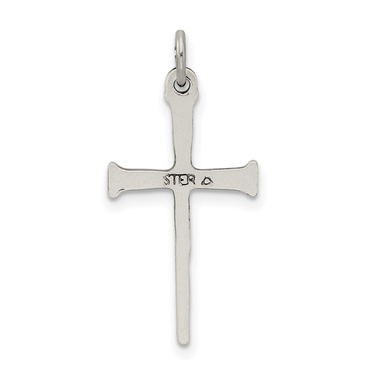 Antiqued Nail Cross Charm Pendant in Real 925 Sterling Silver