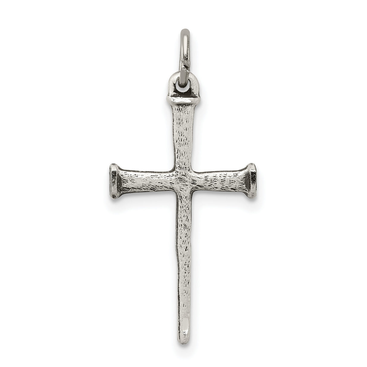 Antiqued Nail Cross Charm Pendant in Real 925 Sterling Silver