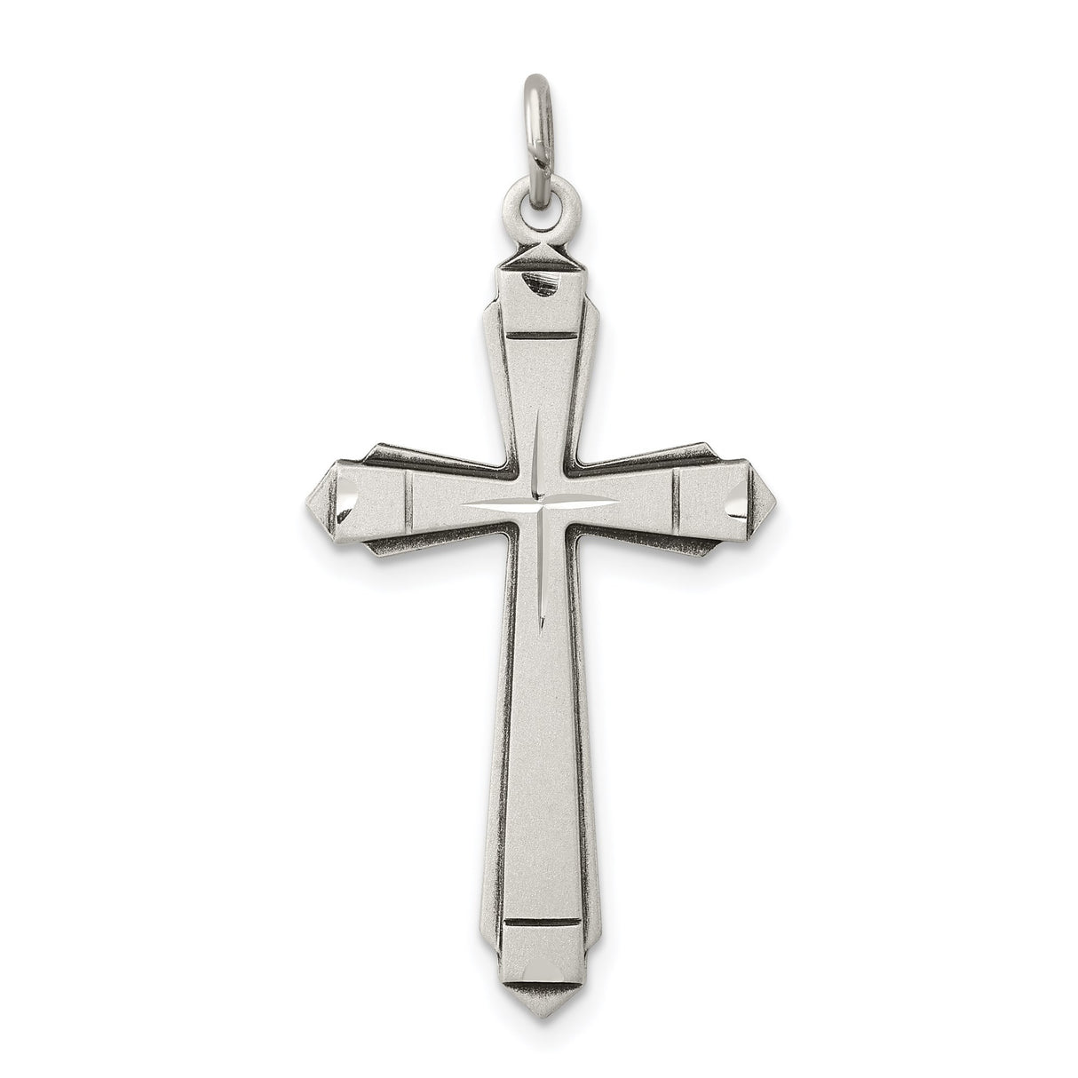 Sterling Silver Cross Pendant with Clean Lines, Modern Minimalist Christian Design