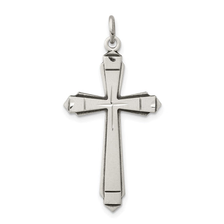 Sterling Silver Cross Pendant with Clean Lines, Modern Minimalist Christian Design