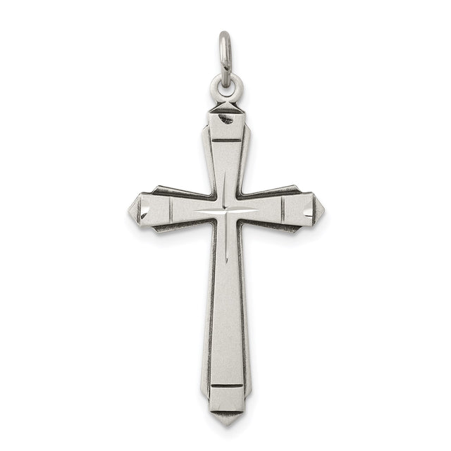 Sterling Silver Cross Pendant with Clean Lines, Modern Minimalist Christian Design