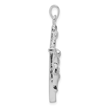 Sterling Silver Crucifix Cross Pendant with INRI Jesus Charm, Christian Religious Jewelry for Men and Women
