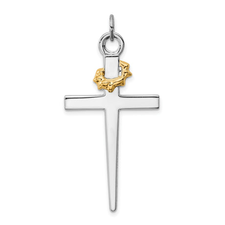 Gold Plated Cross Charm Pendant in Real 925 Sterling Silver