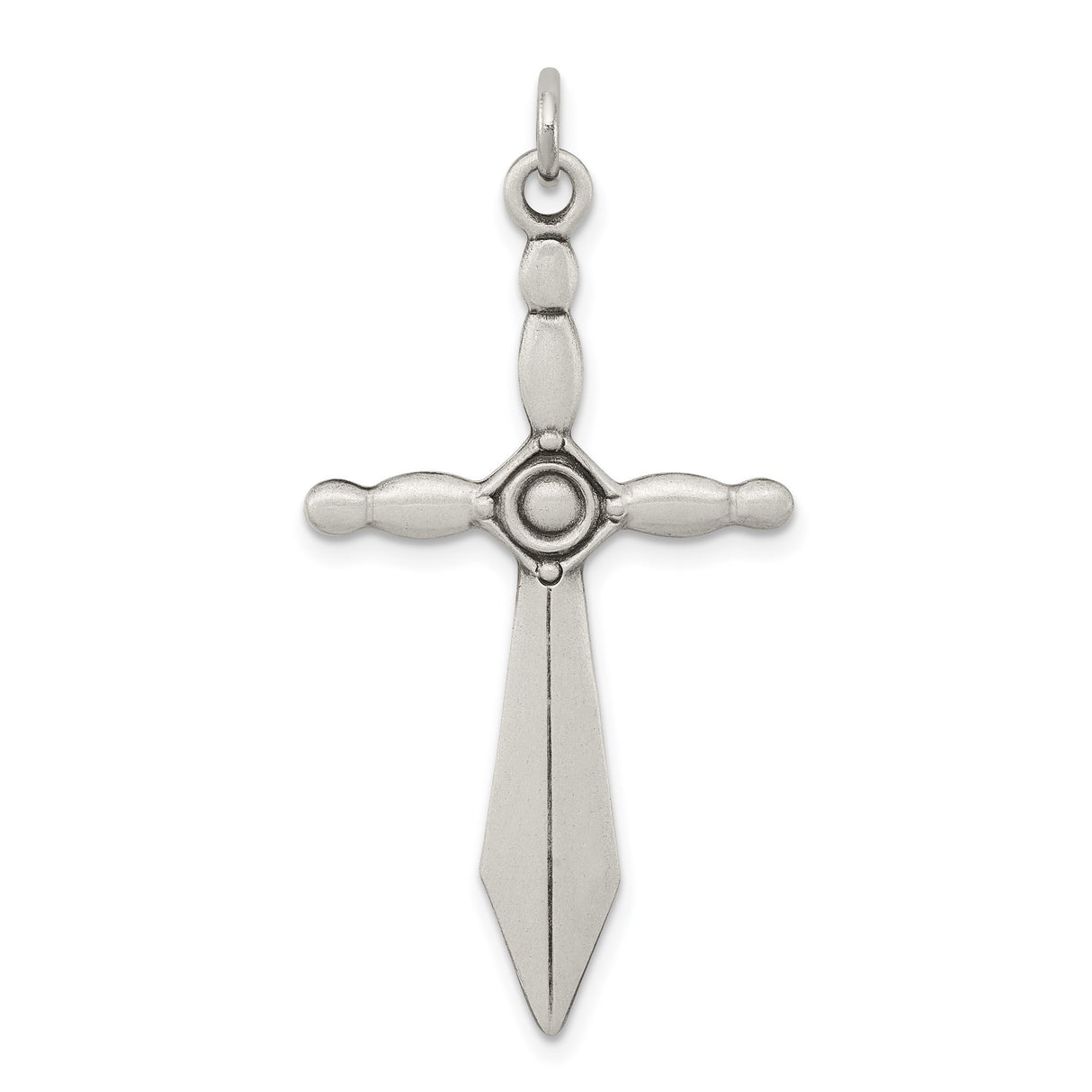 Sterling Silver Cross Pendant with Sword Design, Spiritual Faith Symbol for Men and Women