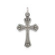 Sterling Silver Cross Pendant with Baroque Scrollwork and Matte Finish, Vintage Inspired Unisex Design