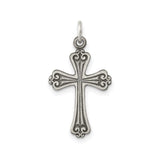 Sterling Silver Cross Pendant with Baroque Scrollwork and Matte Finish, Vintage Inspired Unisex Design