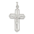 Sterling Silver Crucifix Cross Pendant with Beveled Edges and Textured Finish