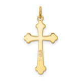 Sterling Silver Budded Cross Pendant with Carved Detail, Religious Charm Design