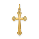 Sterling Silver Budded Cross Pendant with Carved Detail, Religious Charm Design
