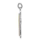 Sterling Silver Cross Pendant with Two-Tone Flared Ends and Textured Inlay for Men and Women