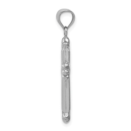Sterling Silver Fleur-De-Lis Cross Pendant with Beveled Design, Spiritual Religious Jewelry