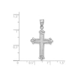 Sterling Silver Fleur-De-Lis Cross Pendant with Beveled Design, Spiritual Religious Jewelry