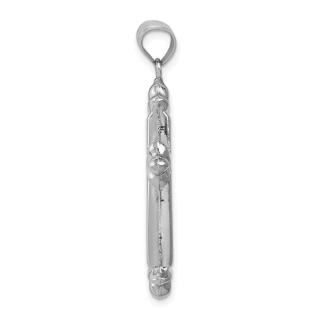 Sterling Silver Cross Pendant with Fleur-De-Lis Design and Raised Border