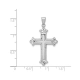 Sterling Silver Cross Pendant with Fleur-De-Lis Design and Raised Border