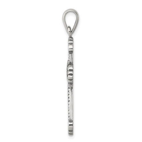 Sterling Silver Cross Pendant with Fleur Accents and Twisted Rope Detailing