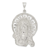 Sterling Silver Jesus Face Pendant with Crown of Thorns and Radiant Halo Design