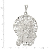 Sterling Silver Jesus Face Pendant with Crown of Thorns and Radiant Halo Design
