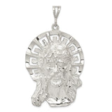 Sterling Silver Jesus Face Pendant with Crown of Thorns and Radiant Halo Design