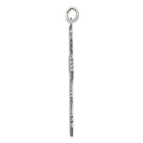 Sterling Silver Cross Pendant with Baroque Scrollwork and Oxidized Finish for Men and Women