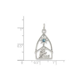 Sterling Silver Nativity Scene Pendant with Crystal Star, Mary Joseph and Baby Jesus