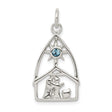 Sterling Silver Nativity Scene Pendant with Crystal Star, Mary Joseph and Baby Jesus