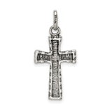 Antiqued Cross Charm Pendant in Real 925 Sterling Silver