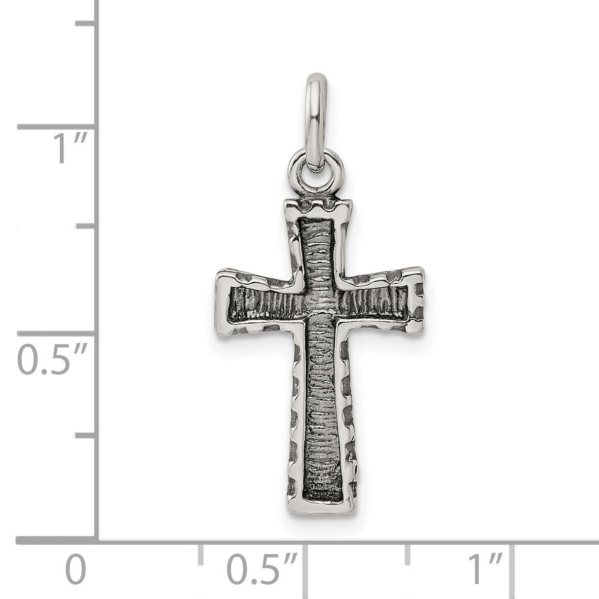 Antiqued Cross Charm Pendant in Real 925 Sterling Silver