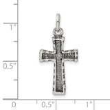 Antiqued Cross Charm Pendant in Real 925 Sterling Silver