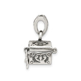 Sterling Silver Treasure Chest Pendant with Scrollwork and Latch Detail