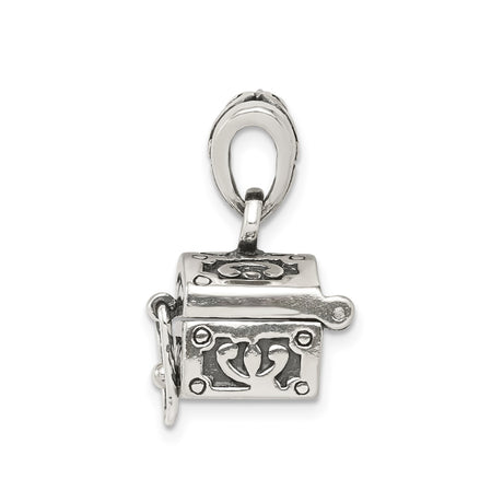Sterling Silver Treasure Chest Pendant with Scrollwork and Latch Detail