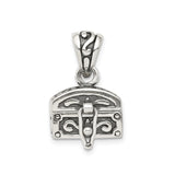 Sterling Silver Treasure Chest Pendant with Scrollwork and Latch Detail