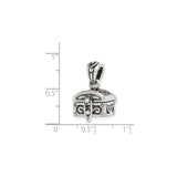 Sterling Silver Treasure Chest Pendant with Scrollwork and Latch Detail