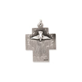 Sterling Silver Cross Pendant with Alpha Omega Design, Antique Religious Style