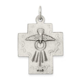 Sterling Silver Cross Pendant with Alpha Omega Design, Antique Religious Style