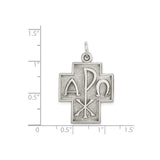 Sterling Silver Cross Pendant with Alpha Omega Design, Antique Religious Style