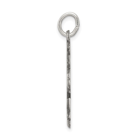 Sterling Silver Jerusalem Cross Pendant with Flared Edges and Textured Faith Design