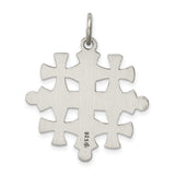 Quarter Size Jerusalem Cross Charm Pendant in Real 925 Sterling Silver