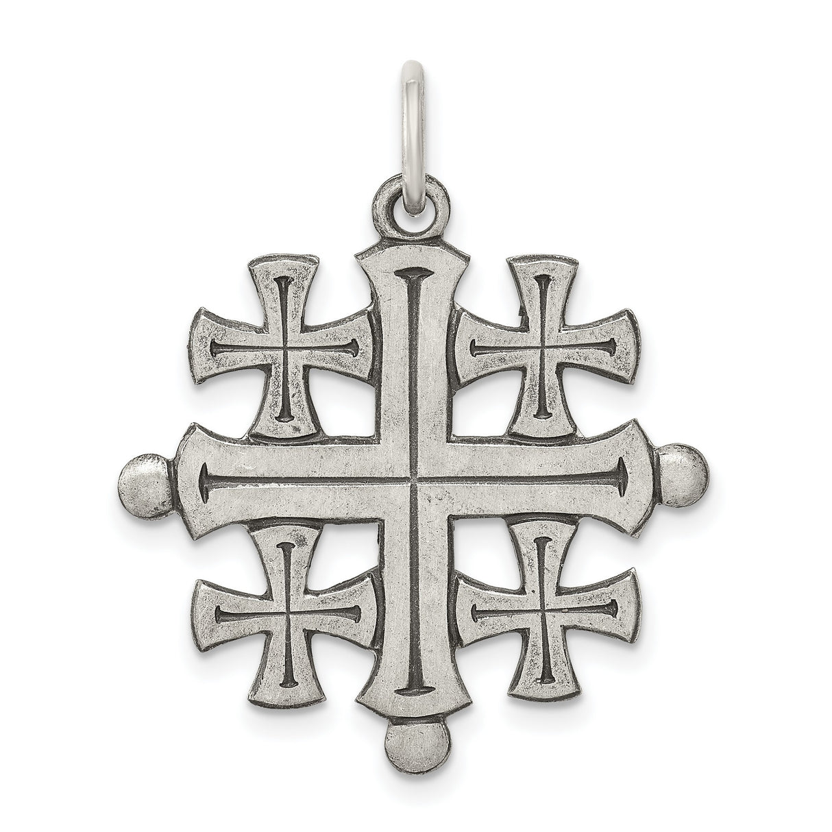 Quarter Size Jerusalem Cross Charm Pendant in Real 925 Sterling Silver