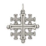 Quarter Size Jerusalem Cross Charm Pendant in Real 925 Sterling Silver