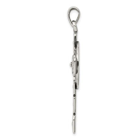 Sterling Silver Celtic Cross Pendant with Oxidized Finish and Halo Accent for Men and Women