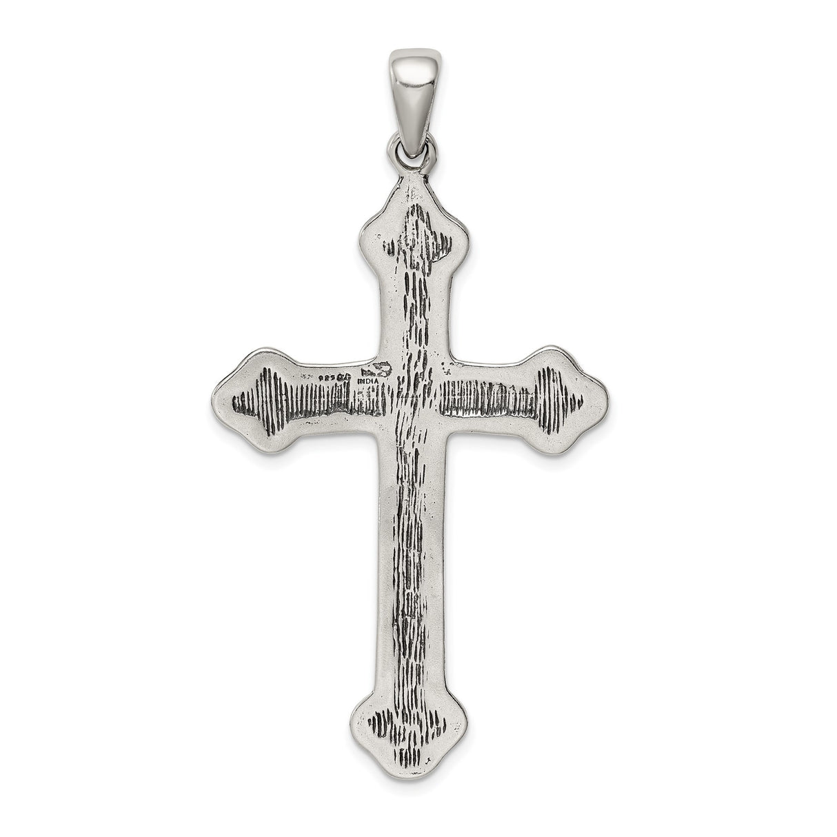 Sterling Silver Cross Pendant with Budded Thorn Design, Gothic Christian Symbol for Men and Women