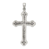 Sterling Silver Cross Pendant with Budded Thorn Design, Gothic Christian Symbol for Men and Women