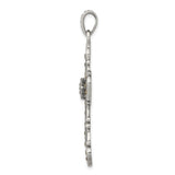 Marcasite Cross Charm Pendant in Real 925 Sterling Silver