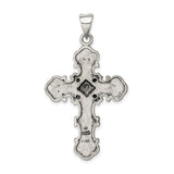 Marcasite Cross Charm Pendant in Real 925 Sterling Silver