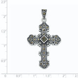 Marcasite Cross Charm Pendant in Real 925 Sterling Silver