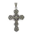 Marcasite Cross Charm Pendant in Real 925 Sterling Silver