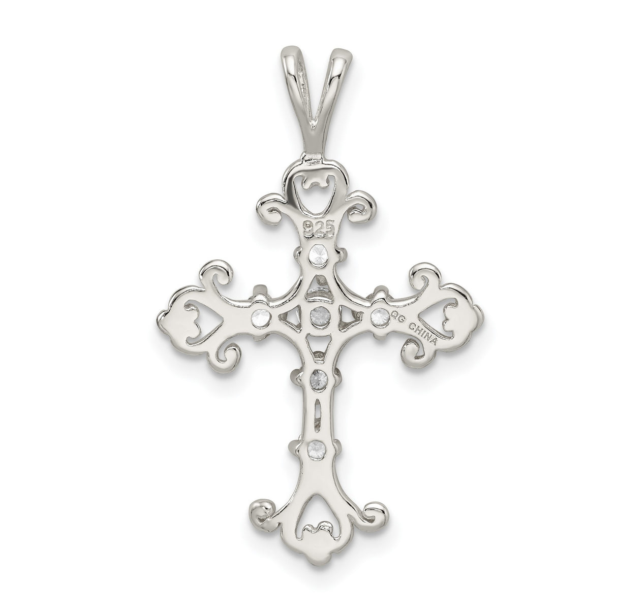 CZ Cross Charm Pendant in Real 925 Sterling Silver