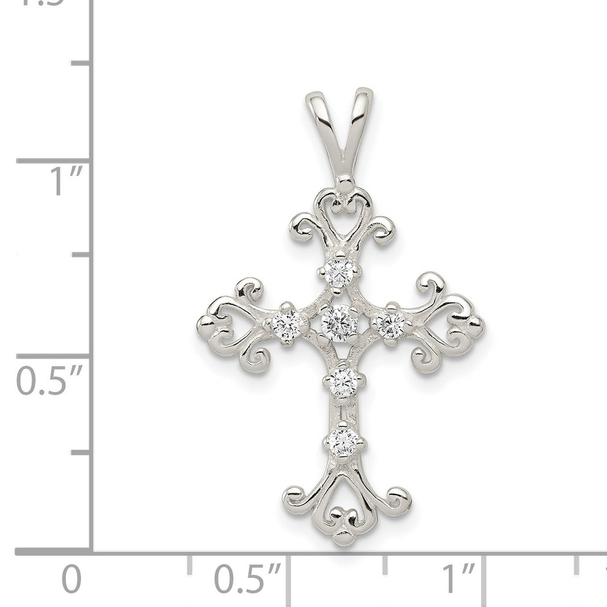 CZ Cross Charm Pendant in Real 925 Sterling Silver
