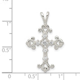 CZ Cross Charm Pendant in Real 925 Sterling Silver